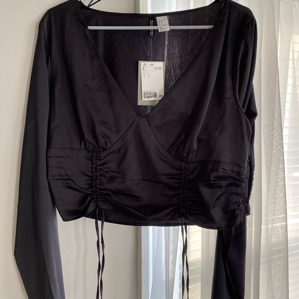 Black Satin Crop Top